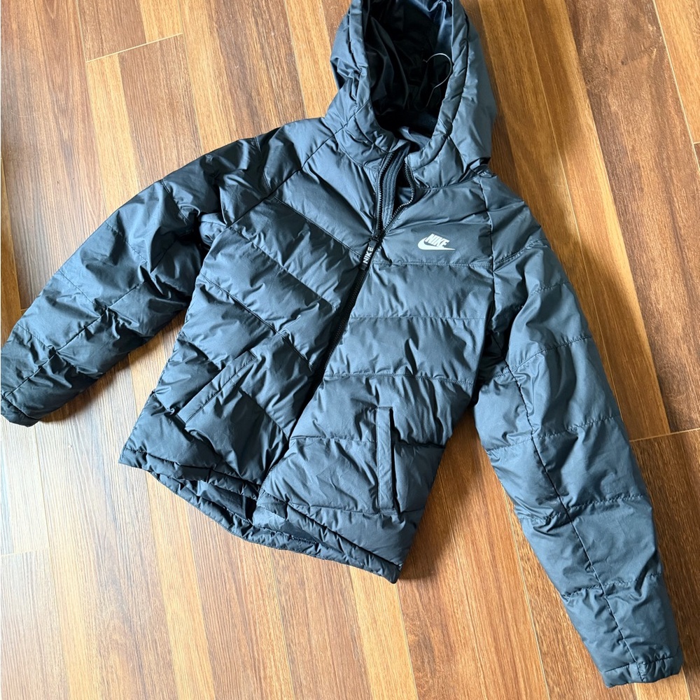 Nike Charcoal Hooded Puffer Jacket